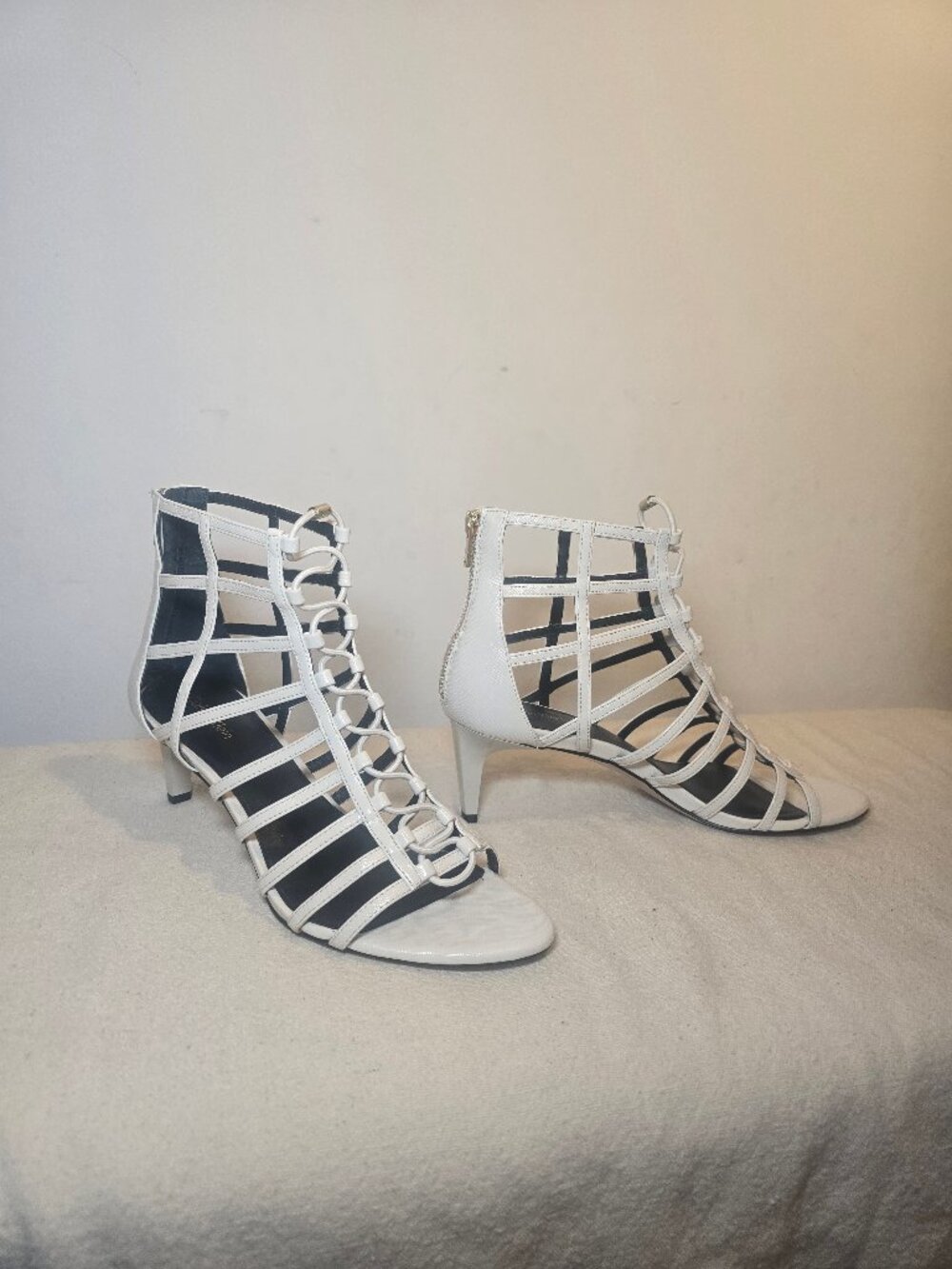 Calvin Klein Neah White Gladiator Heeled Sandals Size 8.5